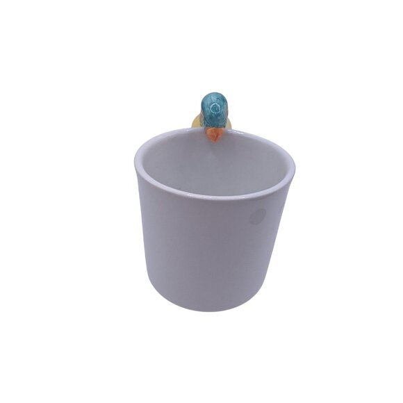 Vintage Pier 1 Imports Parrot Handle Mug Blue and Yellow Porcelain Tropical - Picture 8 of 8